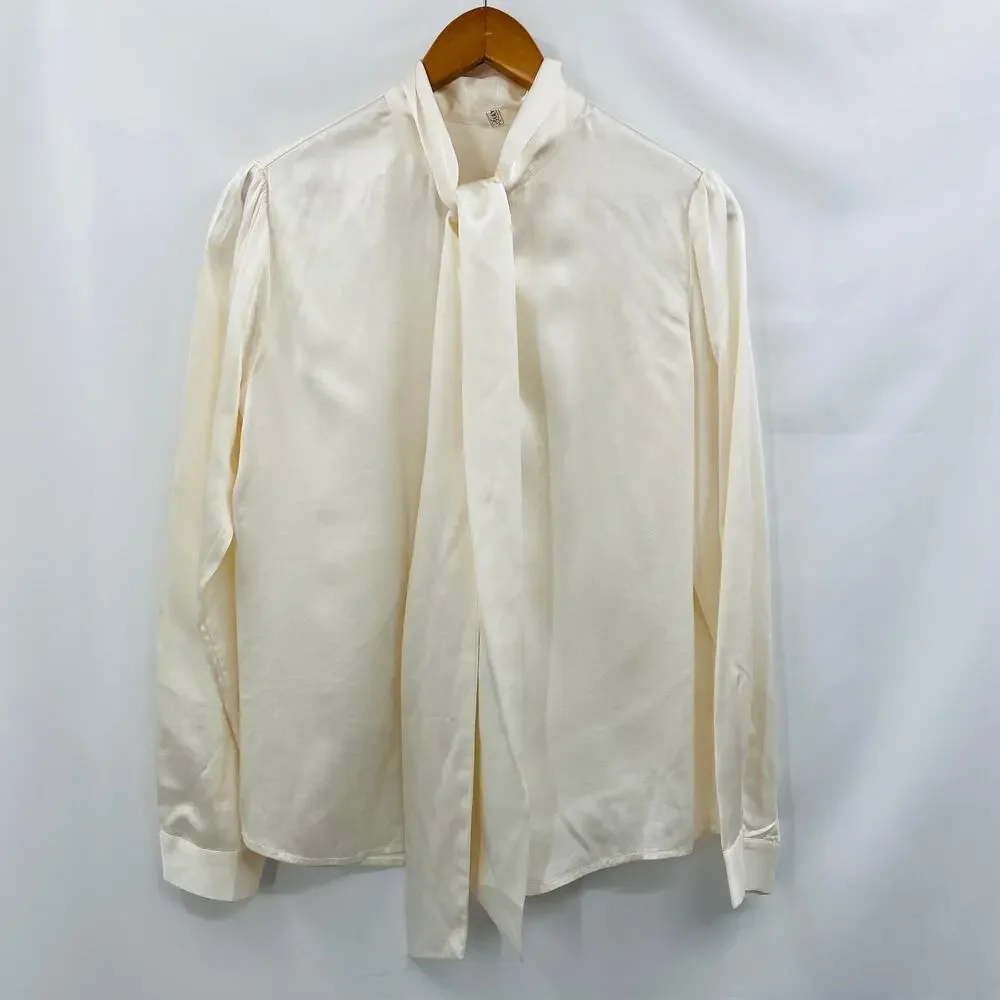 LilySilk M Women Bow-tie Neck Silk Blouse
